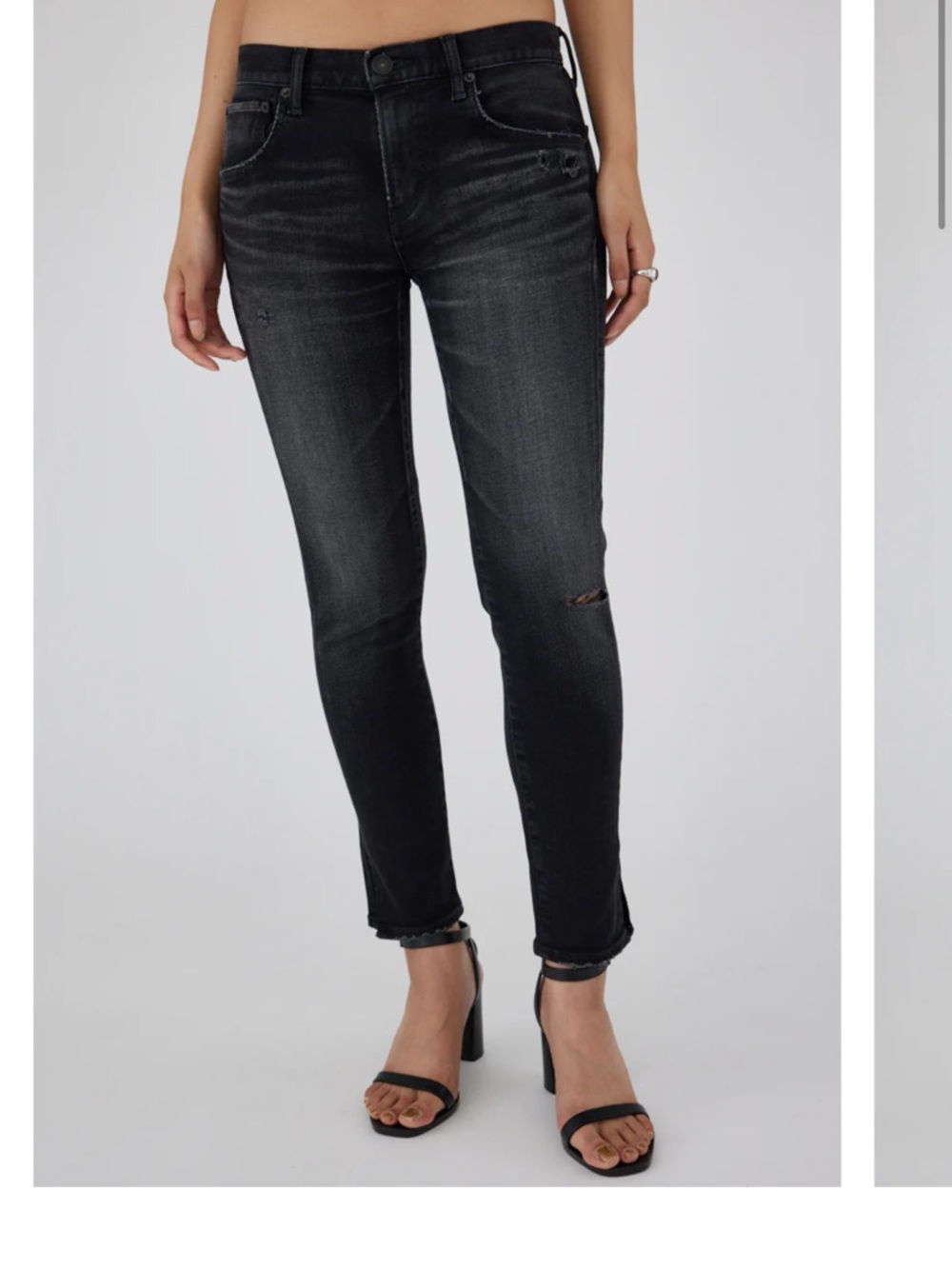 Moussy Washed Black Skinny Jeans with Subtle Knee Rip